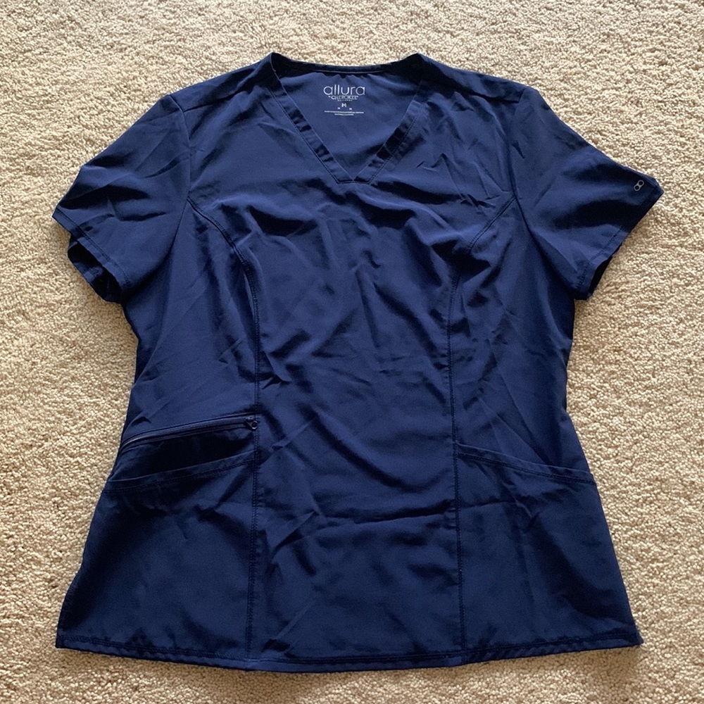 Navy blue Allura by Cherokee Uniforms scrub set - top size M, bottoms size S - Picture 3 of 14